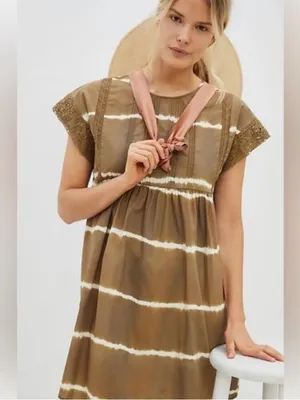 Anthropologie Corey Lynn Calter Brigid Tie-Dye Brown Tunic/ Mini Dress M thumbnail 2