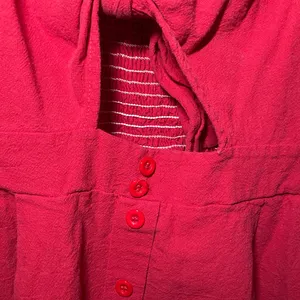 Red Sleeveless Dress with Bow Detail fits like a medium thumbnail 5