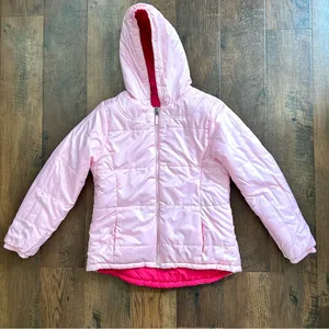 Faded Glory hot pink/pink reversible hooded puffer jacket, juniors size XL 14/16 thumbnail 6