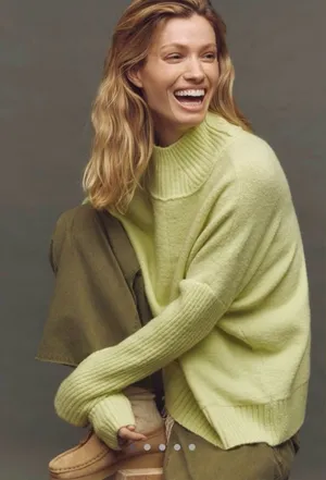 Anthropologie Maeve Gretchen Mock Neck Cozy Sweater Yellow Wool Blend‎ thumbnail 1