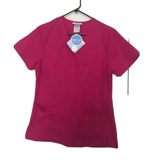 Simply Basic Women's Short Sleeve Scrub Uniform Top Nurse Medical Size XS Pink thumbnail 1