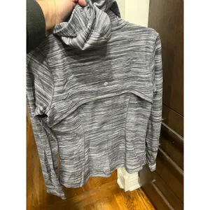 Lululemon Hooded Define Jacket Nulu Heathered Black & White‎ Size 12 thumbnail 4