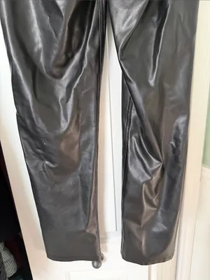 Abercrombie & Fitch Black Faux-Leather Straight Leg Pants thumbnail 7