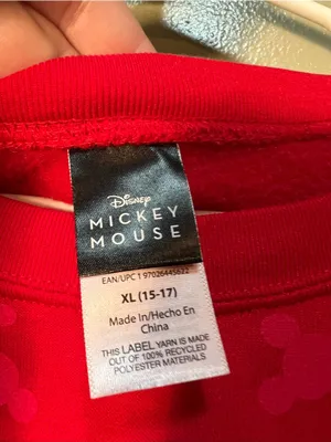 Disney Mickey Mouse Sweatshirt Red‎ Reindeer Tangled Lights Christmas XL 15-17 thumbnail 8