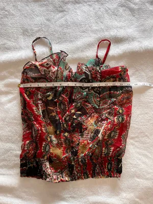 WET SEAL Boho Festival Print Smocked Waist Cami Tank Top Women’s Sz S EUC thumbnail 5