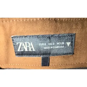 Zara 5030/511/730 Faux Suede Brown Mini Skort Side Zip S EUC thumbnail 2