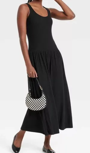 Universal Threads Black Ribbed Sleeveless Drop Waist Maxi Dress Women’s L NWT thumbnail 1