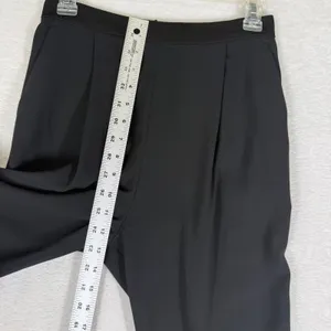 Alice + Olivia‎ Black High Rise Pleated Straight Leg Trousers Back Zip Career 4 thumbnail 4