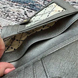 Kate Spade Newberry Lane Stacy Bifold Wallet Silver Gray Leather thumbnail 5