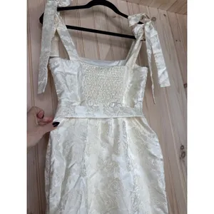 NWT Lulus Silvia Ivory Floral Jacquard Trumpet Midi Dress Banquet Wedding Sz XS thumbnail 6