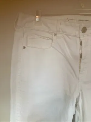 American Eagle Womens Jeans Womens 12 White Denim Distressed Button Fly thumbnail 2