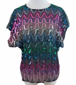 Vintage J.J Rich mesh sequin dolman sleeve top thumbnail 1
