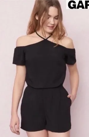 Garage black flowy romper thumbnail 1