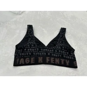 Savage X Fenty All Over Logo Sports Bra Black Rose Gold Size 1x thumbnail 2