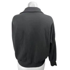 BYLT Women's Black Long Sleeve Collared V-Neck Sweatshirt Sweater Top Size M thumbnail 2