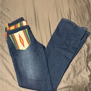 Ranch Dress’n Stylish Blue Boot Cut Jeans with Multicolor Western Pocket thumbnail 1