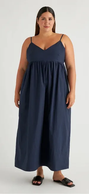 Quince Navy 100% Organic Cotton Sleeveless Maxi Dress, Size XS thumbnail 1