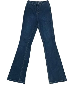90s boohoo‎ flare jeans high rise dark wash size 6 thumbnail 1
