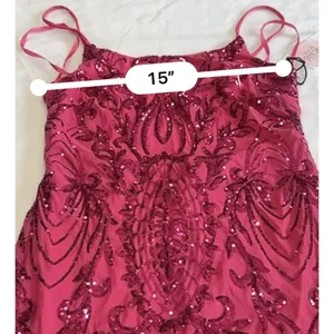 Crystal Sky Pink Sequin Mini Dress Women's L Sparkly Swiftie Spaghetti Strap NWT thumbnail 14