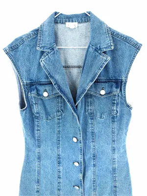Anthropologie Le Lis Western 90’s Button Front Sleeveless Blue Denim Mini Dress thumbnail 6