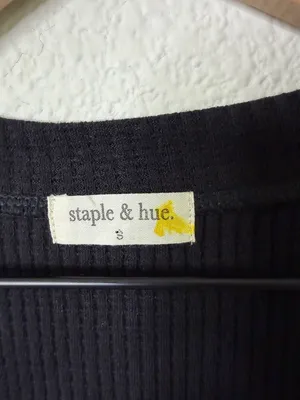 Staple & Hue Shiloh Ribbed Short Sleeve‎ Top Crop Black Shirt Women’s Size S thumbnail 4