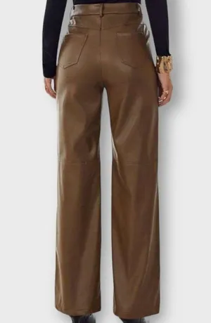 Brown Wide Leg Faux Leather Pants thumbnail 6