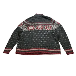 Casual Corner Vintage Nordic Fair Isle Wool Blend Mock Neck Sweater Gray XL thumbnail 8