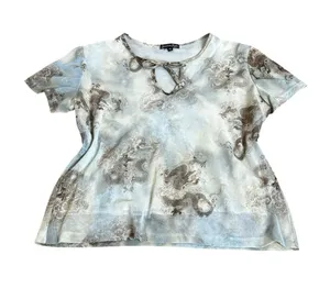 Vintage Semi Sheer Mesh Overlay Y2K Dragon Print Top Fairy Grunge Cyber Girl thumbnail 1
