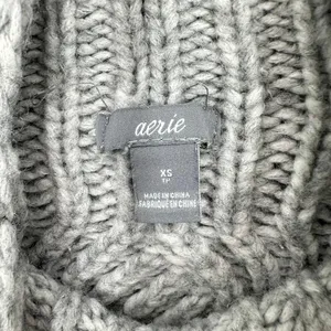 Aerie Womens XS Gray Cable‎ Knit Mock Neck Pullover Sweater Casual Warm Cozy thumbnail 3