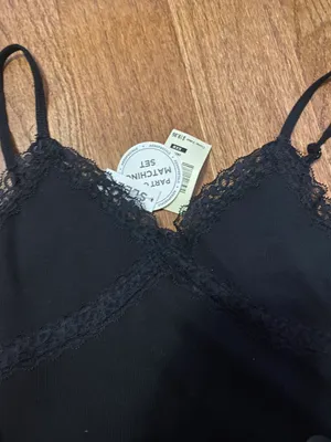 Aeropostale NWT black Crossover Lace Cropped Cami thumbnail 3