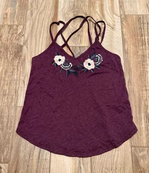 Abercrombie & Fitch Floral Embroidered Strappy Tank Top thumbnail 1