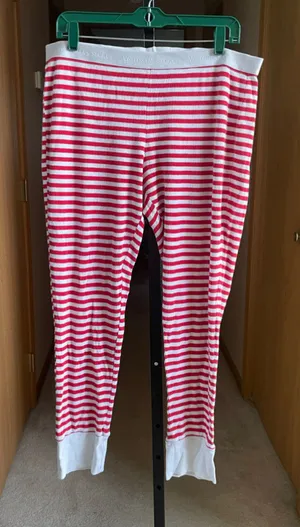 Women's Victoria's Secret Pajama Pants L Red White Striped thumbnail 1