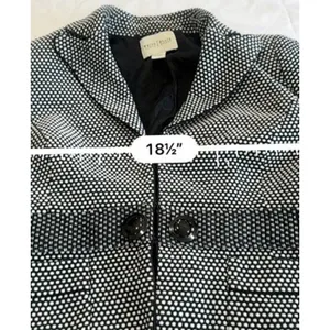WHBM Black White Polka Dot Blazer Women's 12/14 Cotton Cropped Notch Lapel thumbnail 10