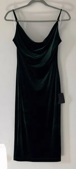 LULUS Jazzy Belle Dark Green Velvet Dress - Size S thumbnail 1