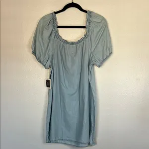 NWT a.n.a Women's Denim Wash Midi Babydoll Sundress with Puff Sleeves Size M thumbnail 5