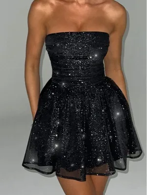 NEW Babyboo KATRINA MINI DRESS - BLACK SPARKLE Size Small thumbnail 1