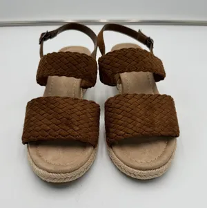 St. John’s Bay Women’s Size 6.5 Brown Woven Espadrille Wedge Sandals thumbnail 1