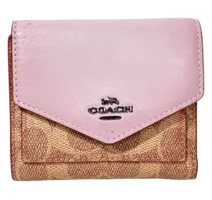 Coach Small Wallet In Colorblock Signature Canvas Lavender Flap thumbnail 1