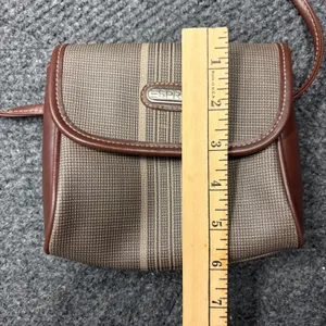 Vintage Esprit Striped Canvas Crossbody Bag Brown Tan Small Messenger thumbnail 5