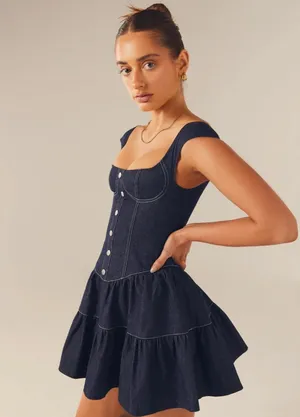 Peppermayo Isabella Denim Bustier Dress Indigo thumbnail 4