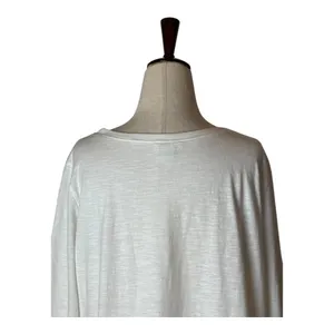 Sundance Shirt Women Large White Cotton Mixed Print Knit Long‎ Sleeve Tee Boho thumbnail 5