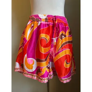 Express Pink Orange Swirl Print Elastic Waist‎ Tie Shorts L boho fairy Y2K thumbnail 3