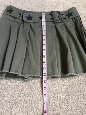 Hot Topic Social Collision Olive Green Grommet Pleated Low Rise Mini Skirt thumbnail 5