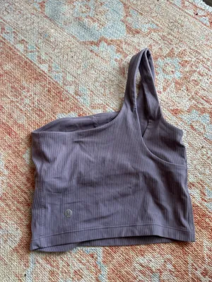 Lululemon Ribbed Nulu Asymmetrical Yoga Tank Top Purple Ash W1ERPS size 0 thumbnail 7
