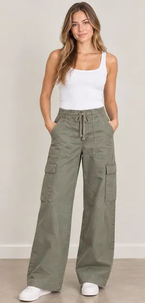 Hollister adjustable waist baggy cargo pants size small long thumbnail 1