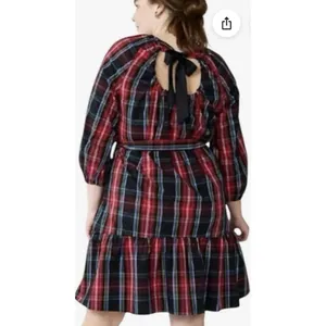 Draper James RSVP Tiered Red And Black Christmas Dress With‎ Bow thumbnail 2