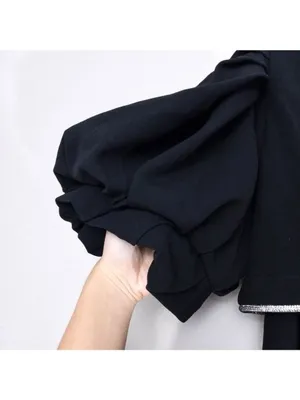 ALC Frank Hazel Crystal Twist Cutout Mini Dress 12 Black Balloon Puff Sleeve Diamond thumbnail 10