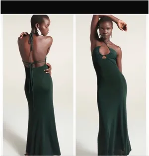 Zara Emerald Green Backless Halter Maxi Dress thumbnail 2