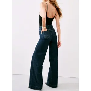 Spanx Shape Every Wear Wide Leg Jeans Raw Indigo High-Rise Waist Shapewear Denim thumbnail 4