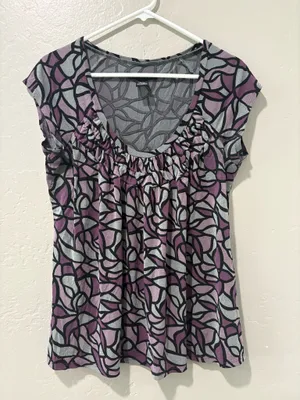 Apostrophe Purple Short Sleeve Blouse thumbnail 1